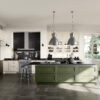 Häcker Design Landhausküche mit Kücheninsel grün